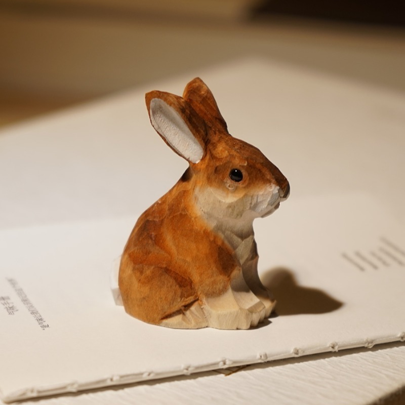 1PC Seated Bunny Hand Carved W - огляд і ціна Woodworking Rabbet